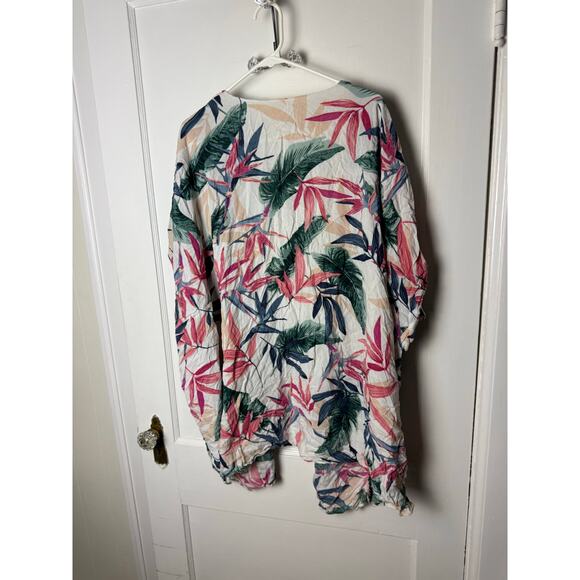 Japna Kimono Cover Up Women's One Size White Tropical Floral Print Lightweight - Picture 4 of 6